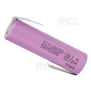 RECHARGEABLE BATTERY Li-On 3.6V 2.6Ah, I=max 10A, Samsung ICR18650-26J3, 18x65mm, solder contacts "Z"