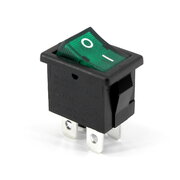 ROCKER SWITCH 6A / 230VAC, 10A / 125VAC,  with illuminated, green, 2x ON-OFF