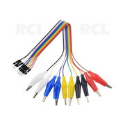 TEST CABLE Alligator Clips <-> 10x 1pin plug, wires 24AWG 200mm