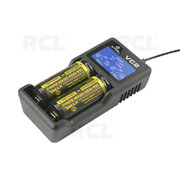 CHARGER for Li-Ion batteries 18650, (14500...26650), charging current 0.5 / 1A, XTAR VC2