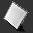 Šviestuvas LED panelė 12W, 230VAC, šiltai balta 2500-3000K,  kvadratinė160x160x35mm, stiklinis apvadas