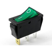 ROCKER SWITCH 15A/250VAC, single contact, with illuminated, green, ON-OFF